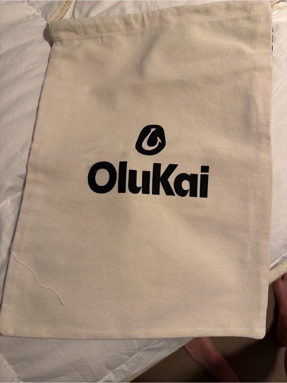 OluKai Canvas Drawstring Shoe Bag - Natural with Black Logo